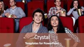  Presentation with business people moving gear - Audience pleasing presentation consisting of movie at the cinema backdrop and a red colored foreground