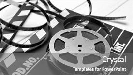  Presentation with movie reel - Amazing presentation theme having movie clapper and reel backdrop and a gray colored foreground