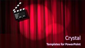  Presentation with movie curtain - Amazing PPT theme having movie clapper board against curtain backdrop and a wine colored foreground