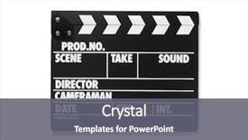  Presentation with clapper - PPT theme enhanced with movie clapper board on white background and a gray colored foreground