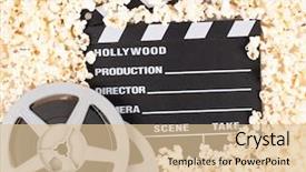  Presentation with popcorn movie - Amazing slide set having movie clapper board with popcorn backdrop and a lemonade colored foreground