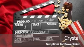  Presentation with popcorn movie - Audience pleasing presentation consisting of movie clapper board with popcorn backdrop and a tawny brown colored foreground