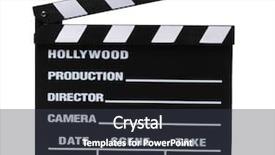  Presentation with clapper - Colorful PPT layouts enhanced with film roll - movie clapper board backdrop and a tawny brown colored foreground