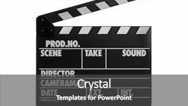  Presentation with clapper - Amazing theme having movie clapper isolated on white backdrop and a dark gray colored foreground