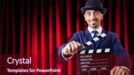  Presentation with movie curtain - PPT layouts with movie clapper on curtain background and a wine colored foreground