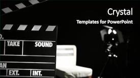  Presentation with clapper - Presentation theme featuring movie clapper on filming location background and a black colored foreground