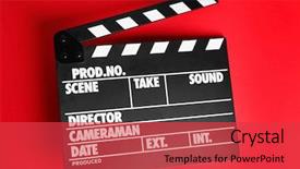  Presentation with red movie - Cool new presentation with movie clapper on red carpet backdrop and a red colored foreground