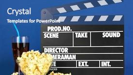  Presentation with movie popcorn - Cool new theme with movie clapperboard cola and popcorn backdrop and a ocean colored foreground
