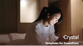  Presentation with mobile use - Slides consisting of movie clip - woman use of mobile phone background and a tawny brown colored foreground