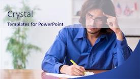  Presentation with movie studio - Presentation theme with movie-director-working background and a sky blue colored foreground