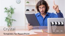  Presentation with director - Slide deck featuring movie-director-working background and a lemonade colored foreground