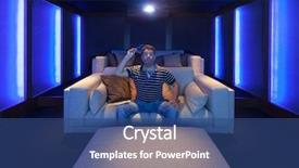  Presentation with movie theater - Presentation design enhanced with movie in the home theater background and a ocean colored foreground