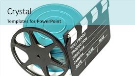  Presentation with movie reel - Amazing PPT layouts having movie items including a clapboard backdrop and a  colored foreground