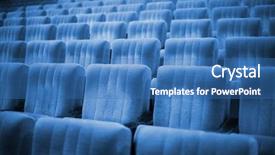  Presentation with movie theater - Presentation theme having movie music - empty chairs at cinema background and a teal colored foreground