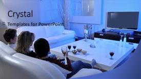  Presentation with watching tv - Theme consisting of movie night - couple on couch watching tv background and a light blue colored foreground