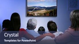  Presentation with television watching - Theme enhanced with movie night - family watching television at home background and a ocean colored foreground