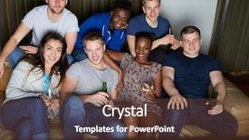  Presentation with television watching - Cool new presentation theme with movie night - group of friends watching television backdrop and a tawny brown colored foreground