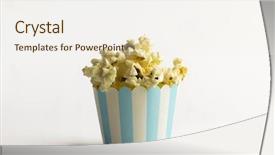  Presentation with popcorn - Audience pleasing presentation design consisting of movie night - popcorn in a tiny paper backdrop and a sky blue colored foreground