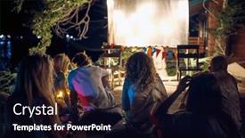  Presentation with outdoor movie - PPT theme having movie-night-at-outdoor-happy and a wine colored foreground