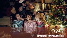  Presentation with movie - Colorful slide deck enhanced with movie on laptop on christmas backdrop and a tawny brown colored foreground