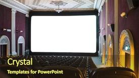  Presentation with cinema - Cool new PPT layouts with video curtains - cinema hall backdrop and a tawny brown colored foreground