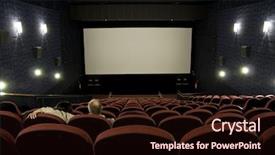  Presentation with movie screen - PPT theme having movie screen - mature couple in empty cinema background and a wine colored foreground