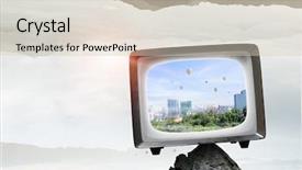  Presentation with retro 1920s english style gangster - Cool new slide set with movie screen - retro styled tv set mixed backdrop and a lemonade colored foreground