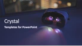  Presentation with virtual reality rehab - Beautiful presentation design featuring movie song - playing film inside virtual reality backdrop and a tawny brown colored foreground