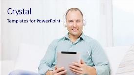  Presentation with technology learning - PPT theme consisting of movie song - technology and lifestyle distance learning background and a sky blue colored foreground