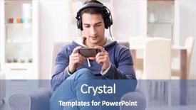  Presentation with old man and his music - Presentation theme consisting of movie song - young handsome man listening background and a  colored foreground