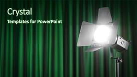  Presentation with projector - Amazing PPT theme having movie spotlight - curtains and projector lights wtih backdrop and a  colored foreground