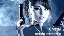  Presentation with sexy girl - Audience pleasing slides consisting of movie star - beautiful sexy girl holding gun backdrop and a ocean colored foreground