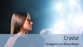  Presentation with movie - Amazing presentation design having movie star - famous woman is posing backdrop and a light blue colored foreground
