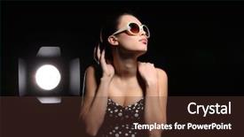  Presentation with movie studio - Cool new theme with movie star - studio portrait of beautiful woman backdrop and a tawny brown colored foreground