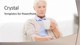  Presentation with television watching - Audience pleasing PPT theme consisting of movie teathe - technology television age and people backdrop and a sky blue colored foreground