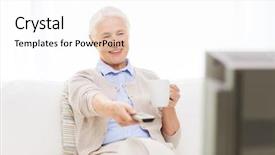  Presentation with television watching - Slide set enhanced with movie teathe - technology television age and people background and a white colored foreground