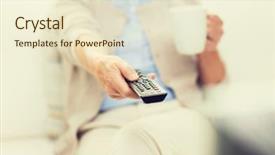  Presentation with television watching - Audience pleasing PPT layouts consisting of movie teathe - technology television age and people backdrop and a cream colored foreground