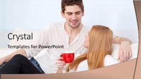  Presentation with coffee - Presentation consisting of movie teathe - young beautiful couple drinking coffee background and a  colored foreground