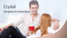  Presentation with home - Amazing slide set having movie teathe - young beautiful couple backdrop and a sky blue colored foreground