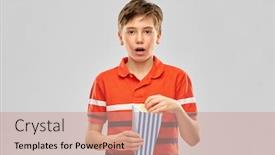  Presentation with movie theater - Slides consisting of movie-theater-cinema-and-people background and a coral colored foreground