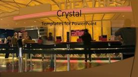  Presentation with ticket - Amazing presentation theme having movie theater ticket counter backdrop and a gold colored foreground