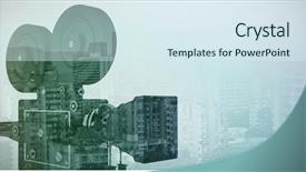  Presentation with white dna black - Slides having movie themes - black television camera on white background and a  colored foreground