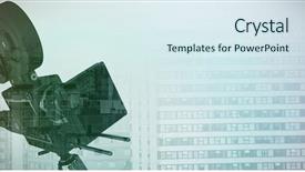  Presentation with camera film - Slides enhanced with movie themes - close-up of black film camera background and a sky blue colored foreground