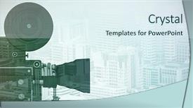  Presentation with camera film - Colorful slide deck enhanced with movie themes - close-up of black film camera backdrop and a sky blue colored foreground