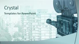  Presentation with movie - Theme consisting of movie themes - close-up of flim camera background and a sky blue colored foreground