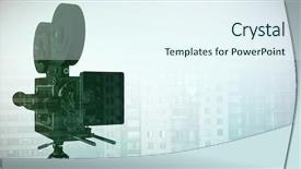  Presentation with movie reel - Slide deck consisting of movie themes - close-up of tripod with film background and a sky blue colored foreground