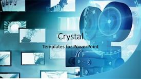  Presentation with brain computer interface head - Cool new theme with movie themes - dial interface against composite image backdrop and a light blue colored foreground