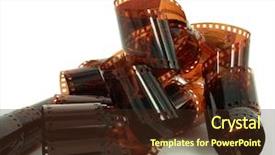  Presentation with film - Colorful PPT theme enhanced with movie themes - film real backdrop and a wine colored foreground