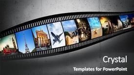  Presentation with film strip - PPT theme with movie themes - film strip with colorful vibrant background and a dark gray colored foreground