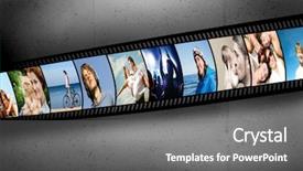  Presentation with film strip - Colorful slide set enhanced with movie themes - film strip with colorful vibrant backdrop and a gray colored foreground